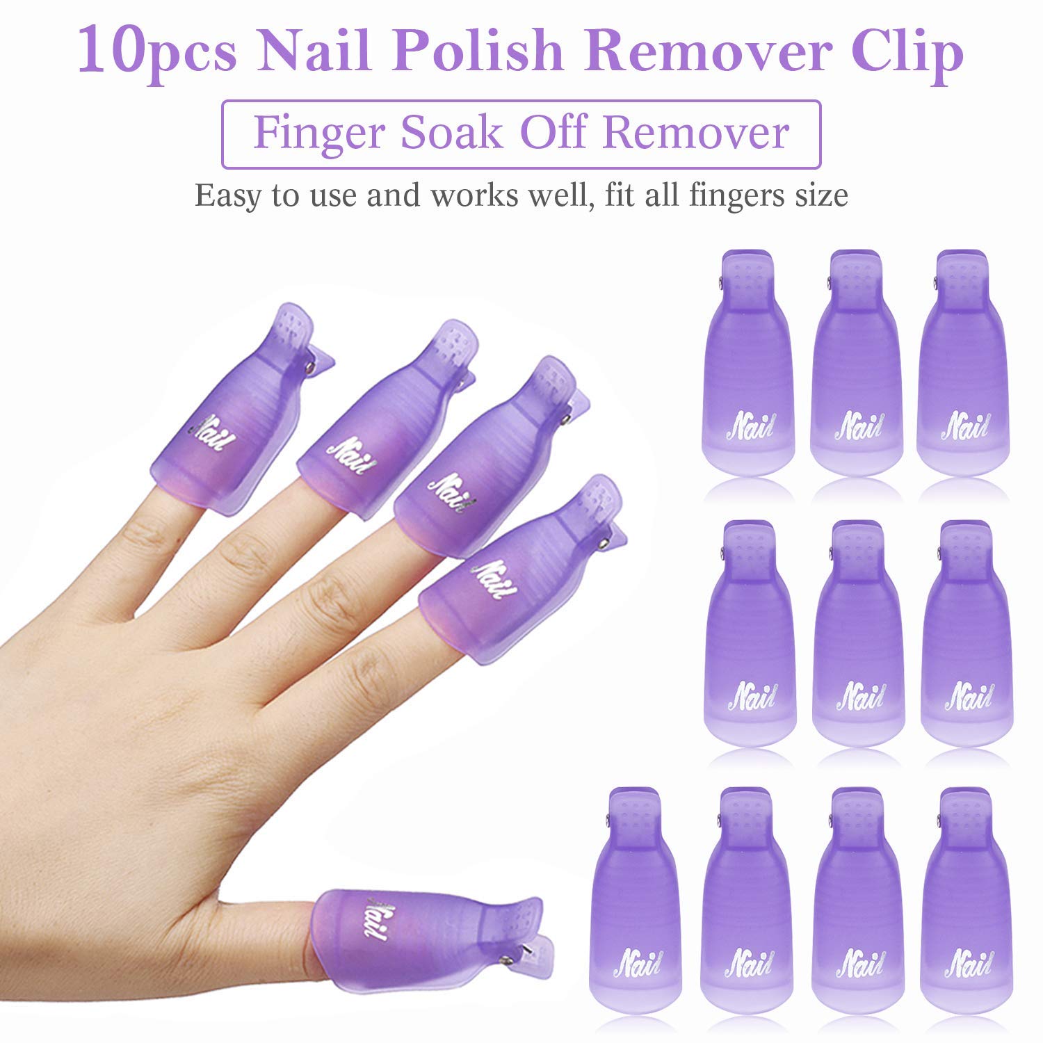 Nail Art Gel Polish - 10個入り プラスチック製 ネイルアート ソークオフ キャップクリップ UVジェルポリッシュリムーバー