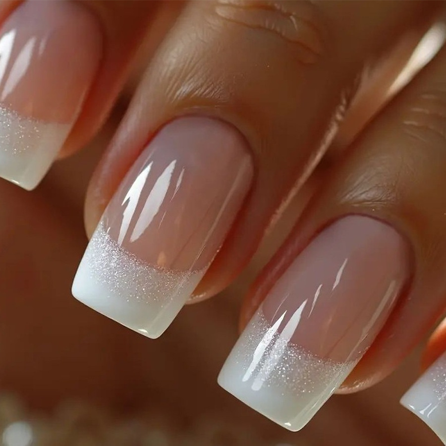 Nail Art Overlay - 24枚入り/セット 中サイズ スクエア型 付け爪 女性用 ヌードベージュ
