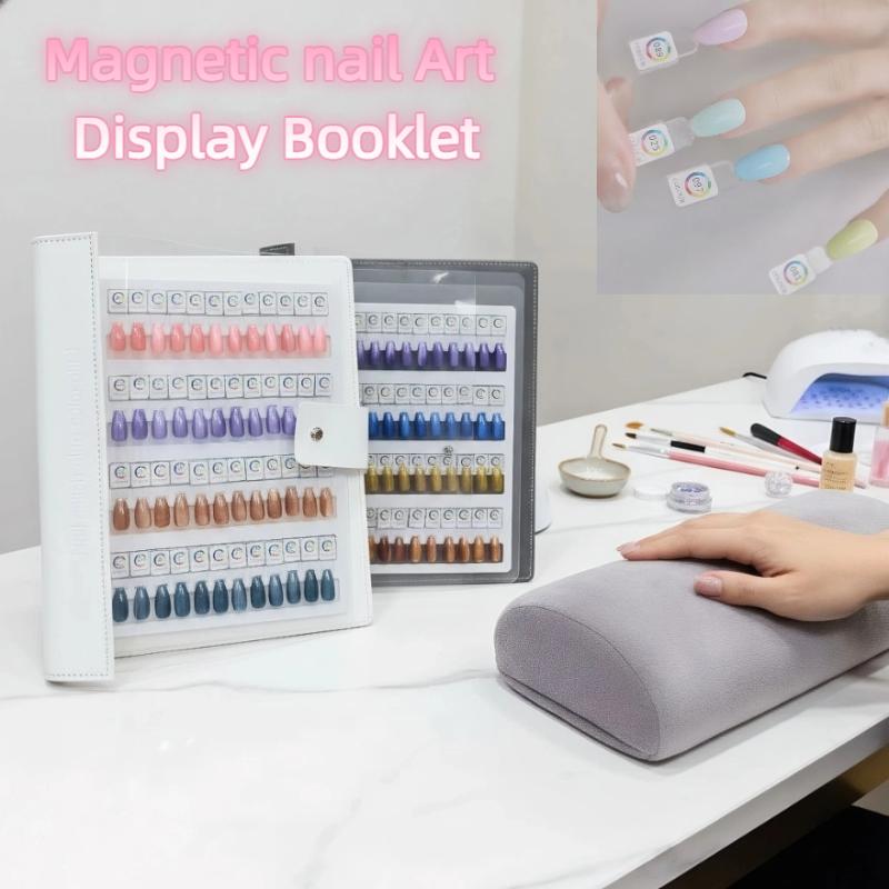 Nail Art Overlay - 48/96/144/192色 マグネット式ネイルチップ見本帳 マニキュアカラーテスト収納ブック 大型アクリル作品展示カラーカード ▪