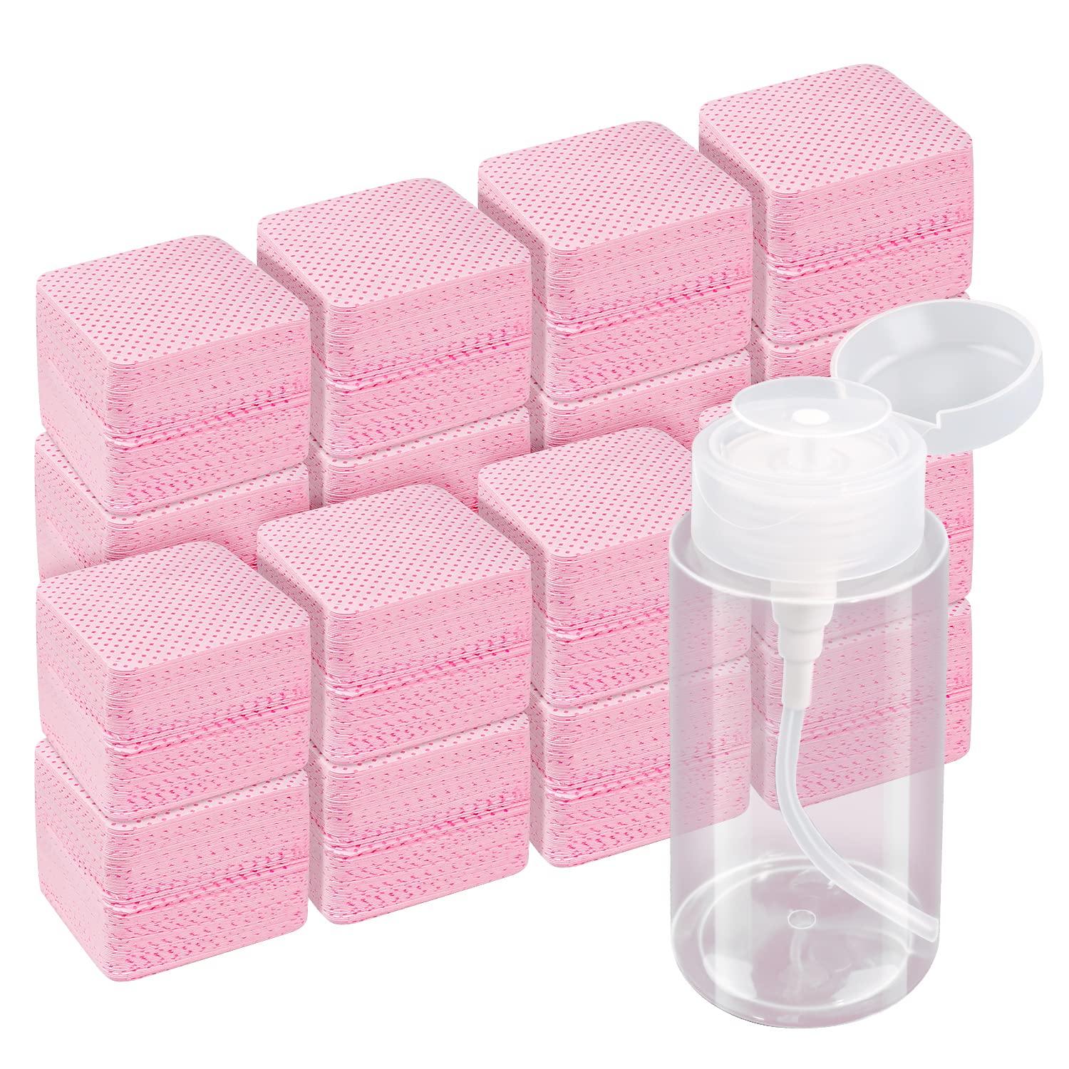 Nail Art Remover - 20/600枚入り リントフリー ネイルワイプ 不織布コットン ネイルプレップパッド ワンタッチポンプディスペンサーボトル付き