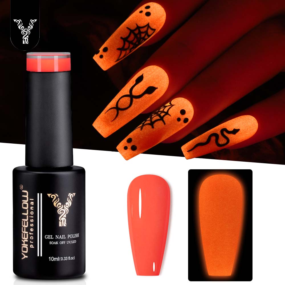 YOKEFELLOW 暗闇で光るジェルネイルポリッシュ 10 - Nail Art Orange のレビューと価格