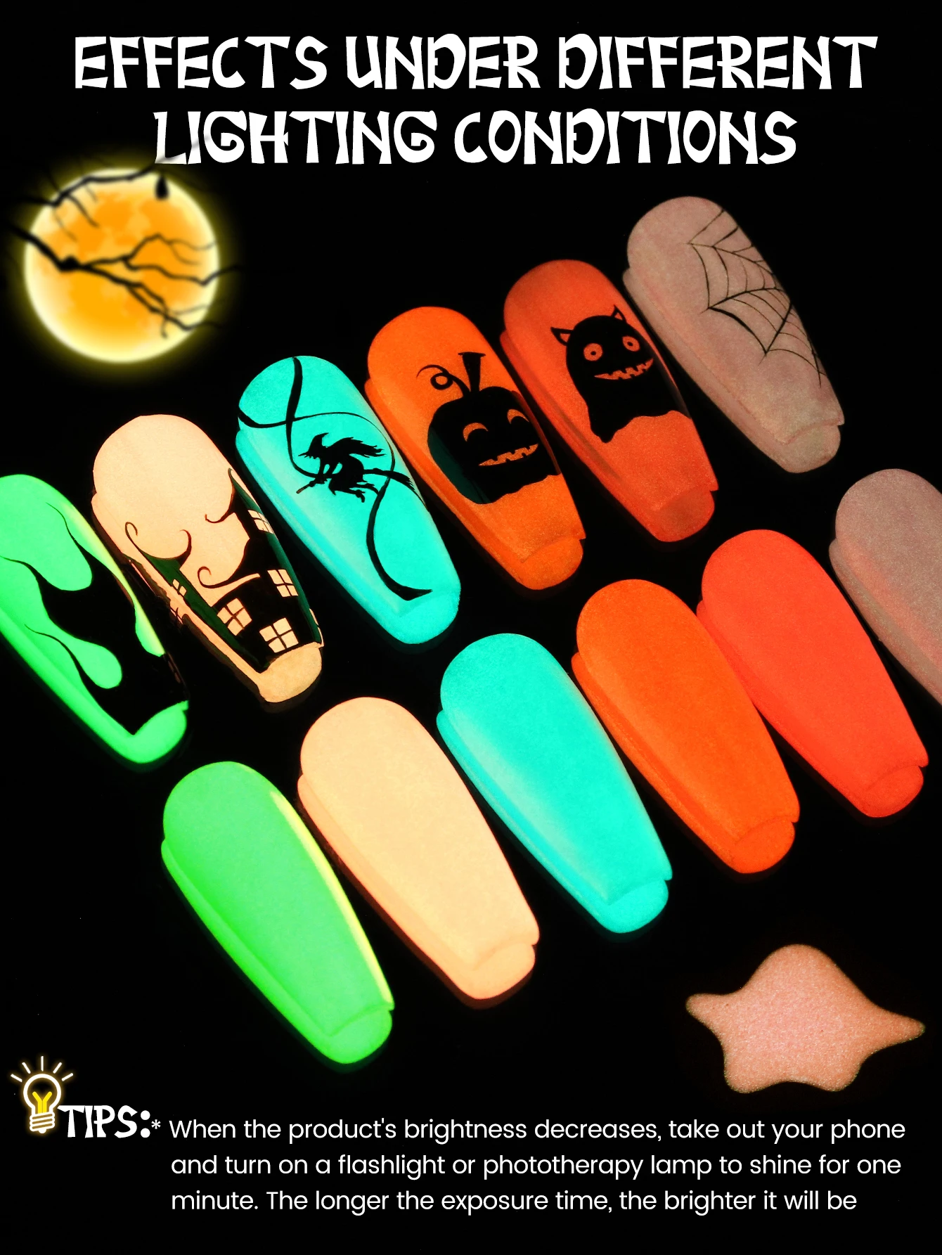YOKEFELLOW 暗闇で光るジェルネイルポリッシュ 10 - Nail Art Orange のレビューと価格