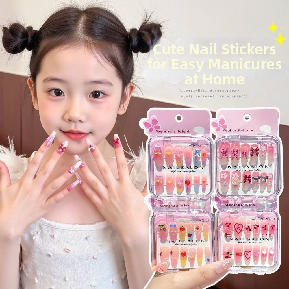 新しいファッション漫画風子供用ネイルチェリーラブハート取り外 - Nail Art Love のレビューと価格
