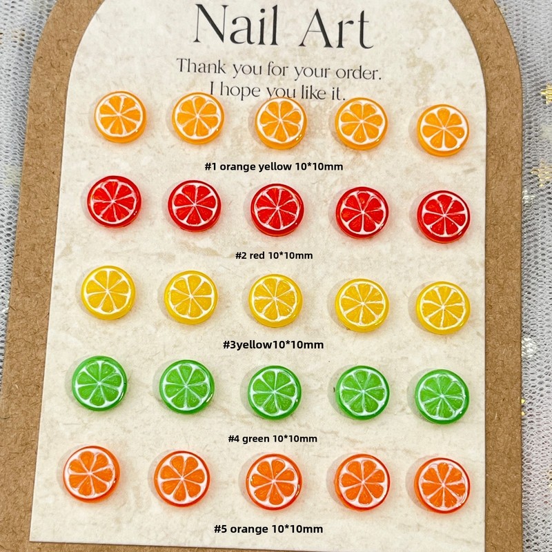 20個入り 3Dミニシミュレートフード レモンオレンジスライ - Nail Art Orange のレビューと価格