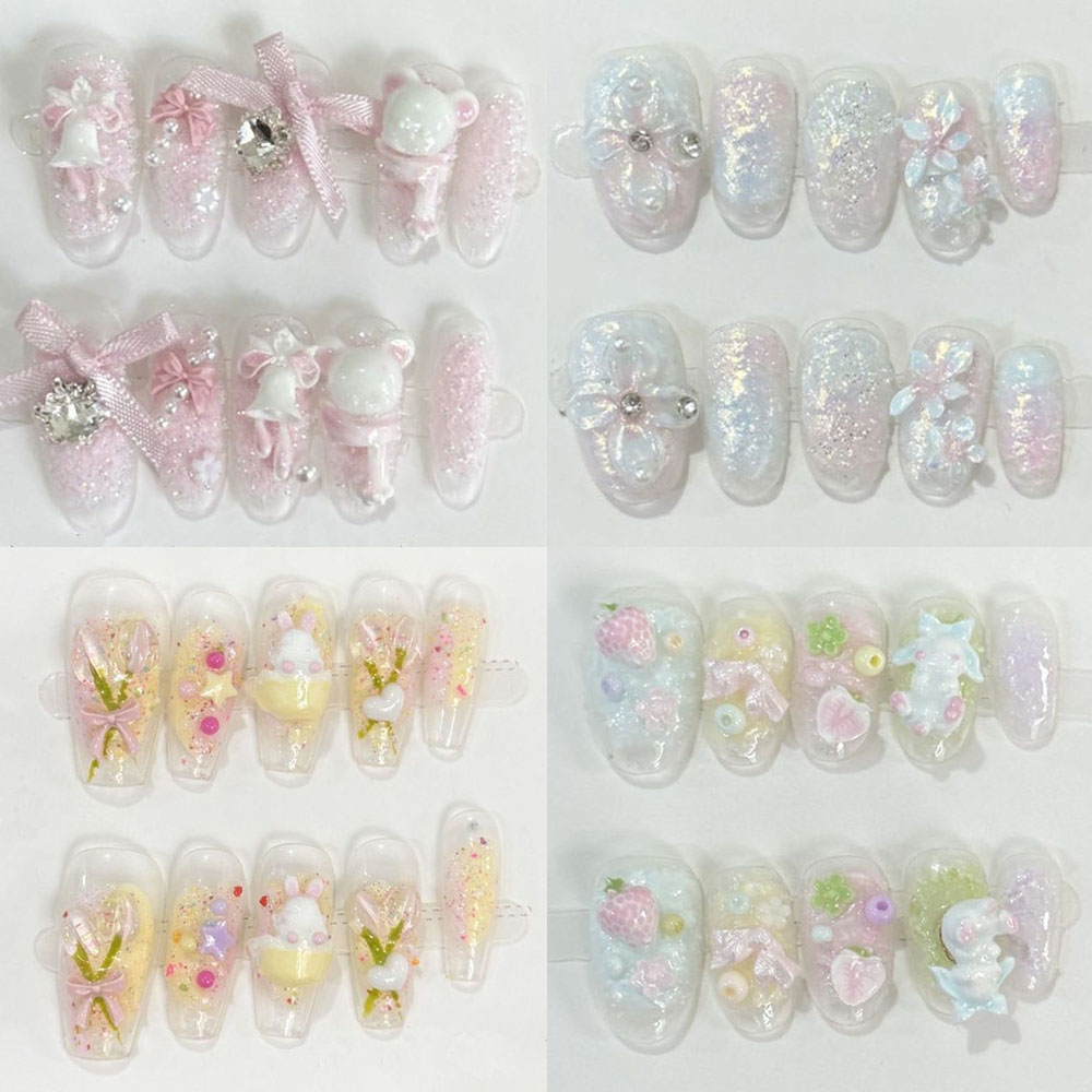 かわいい甘いガーリッシュスタイルグリッター 3D フラワーベ - Nail Art Love のレビューと価格
