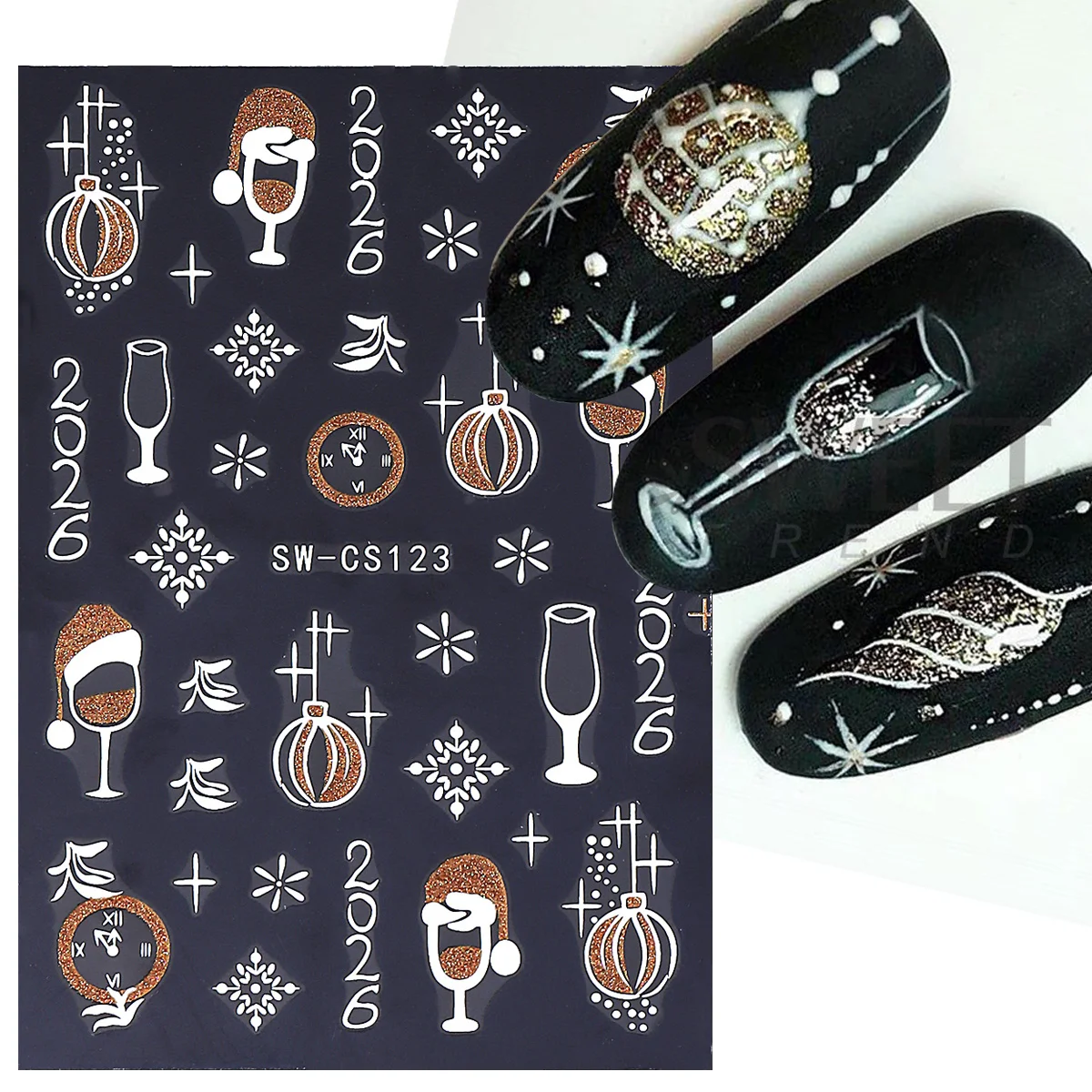 2枚セット 反射グリッター 新年 時計 ネイルアート デカー - Nail Art Trend 2026 のレビューと価格