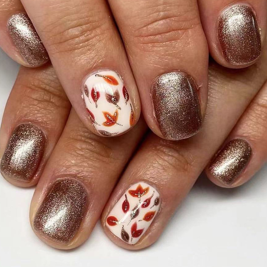 24枚入り バーントオレンジ プレイド シャイニーパウダー  - Nail Art Orange のレビューと価格
