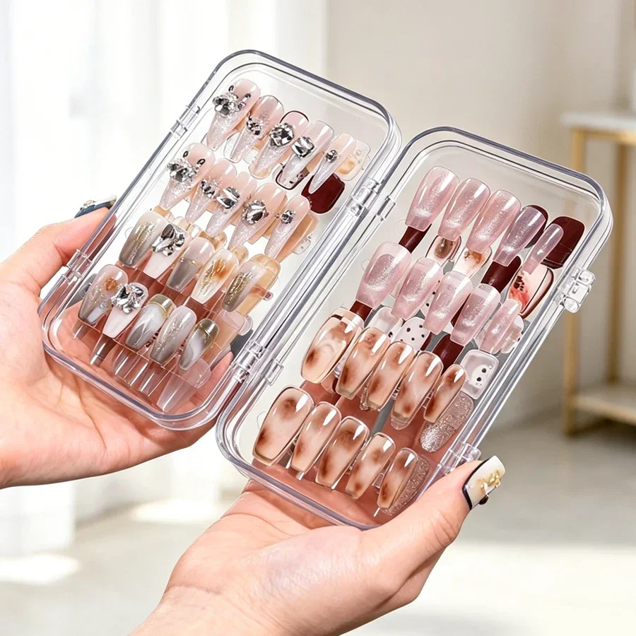クリア折りたたみ式プレスオンネイル収納ボックス、防塵ネイルチ - Nail Art Overlay のレビューと価格