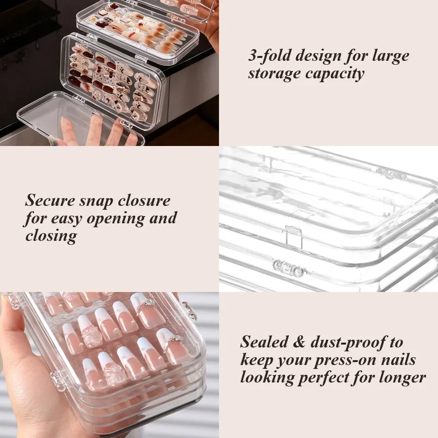 クリア折りたたみ式プレスオンネイル収納ボックス、防塵ネイルチ - Nail Art Overlay のレビューと価格