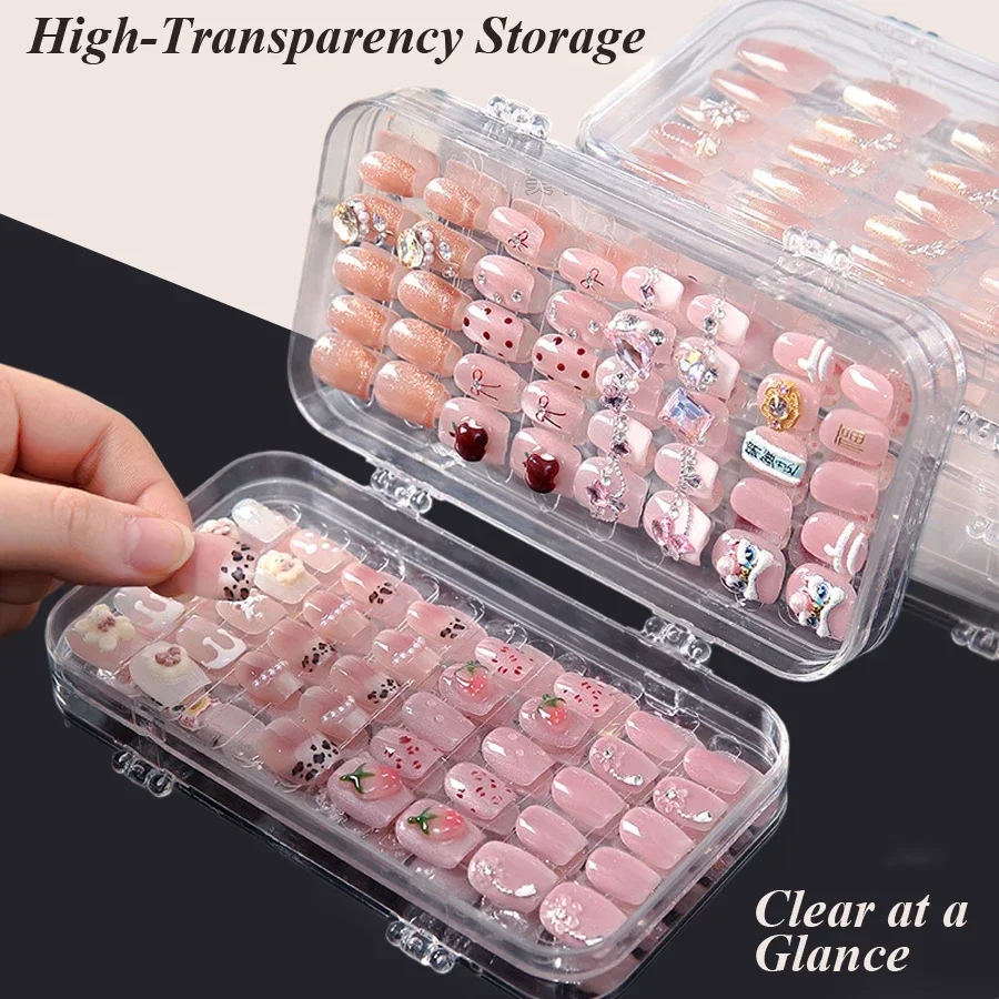 クリア折りたたみ式プレスオンネイル収納ボックス、防塵ネイルチ - Nail Art Overlay のレビューと価格