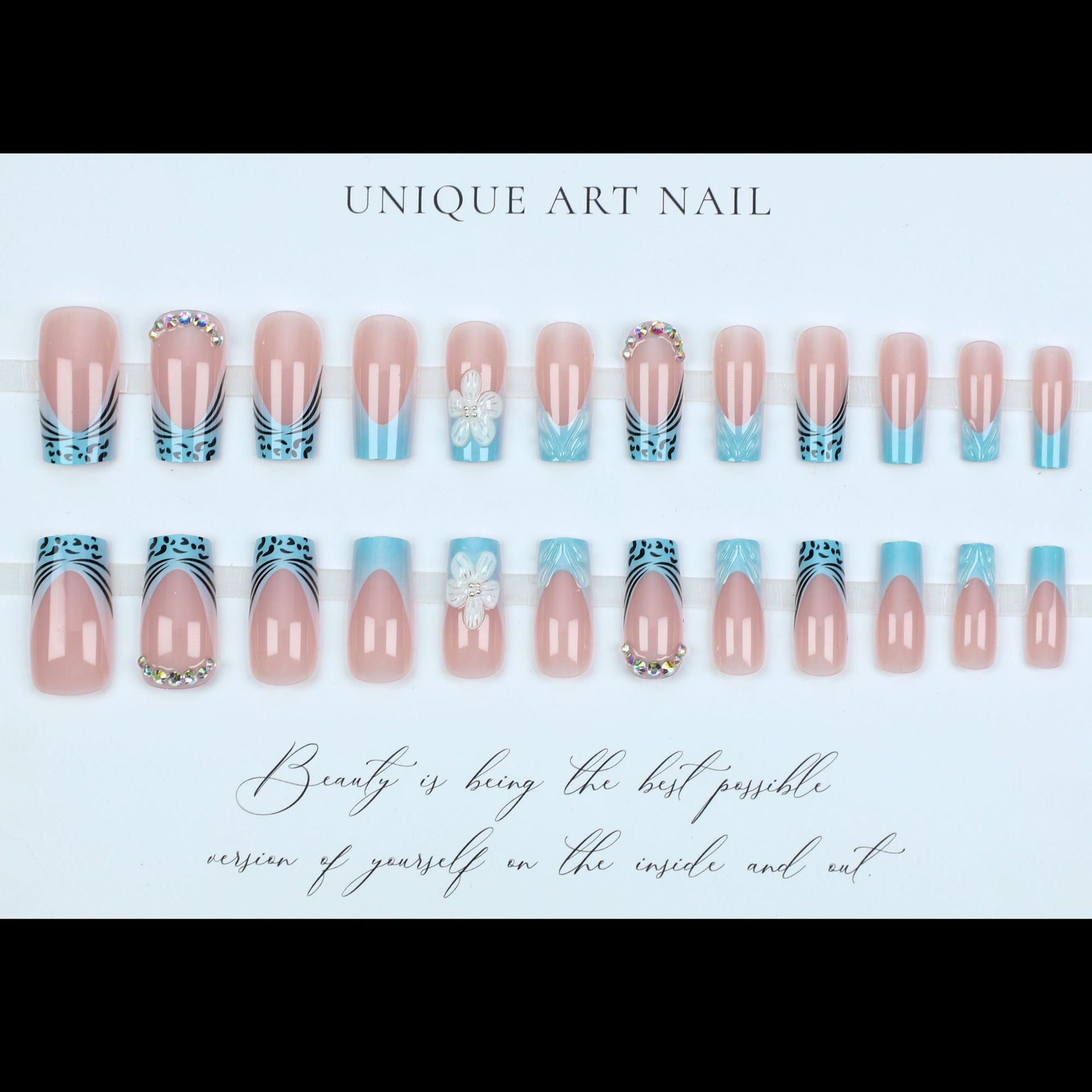 女性用ミディアムサイズのフェイクネイル、女の子向け3Dエンボ - Nail Art Orange のレビューと価格
