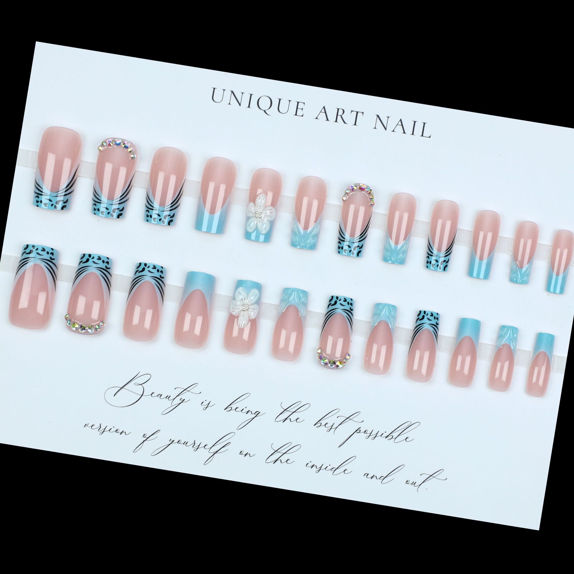 女性用ミディアムサイズのフェイクネイル、女の子向け3Dエンボ - Nail Art Orange のレビューと価格