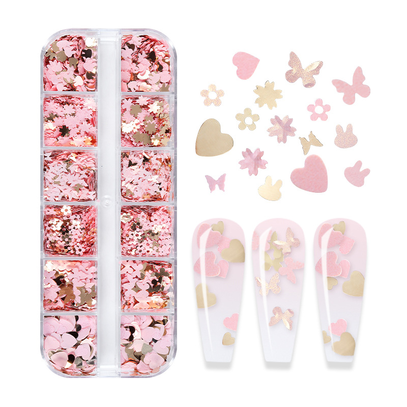 混合色の蛍光蝶キラキラまつげ延長アクセサリーネイルアートグリ - Nail Art Overlay のレビューと価格