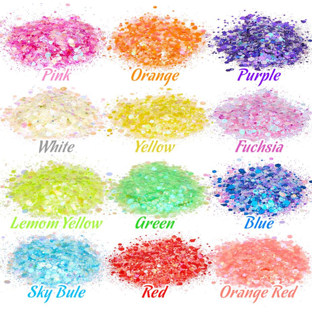 発光グリッター,24色,エポキシ樹脂,日曜大工,手工芸品用 - Nail Art Overlay のレビューと価格