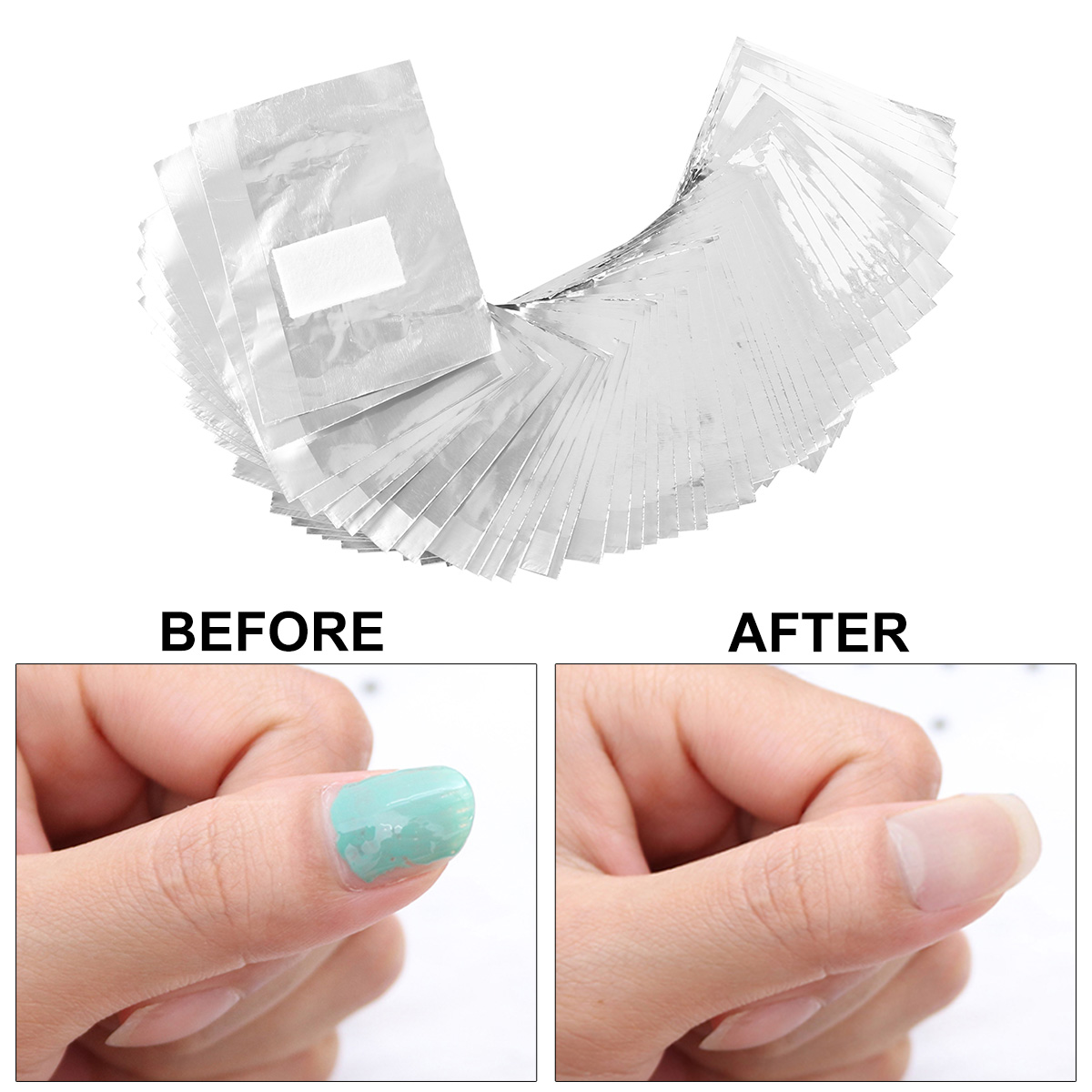 500/1000枚入り アルミ箔ジェルネイルリムーバーワイプ - Nail Art Remover のレビューと価格